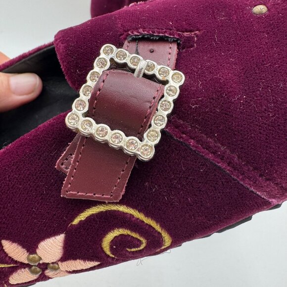 Papillo(Birkenstock) Velvet purple shoes Size 40 41  size 9.5 10 embroidered boh - Picture 10 of 16